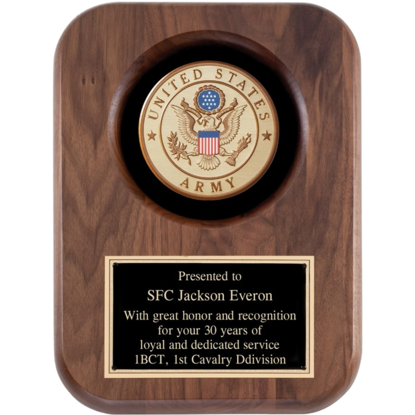 Army Walnut Plaque 9" x 12" / Walnut