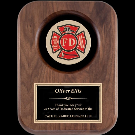 Firefighter Walnut Plaque 9" x 12" / Walnut
