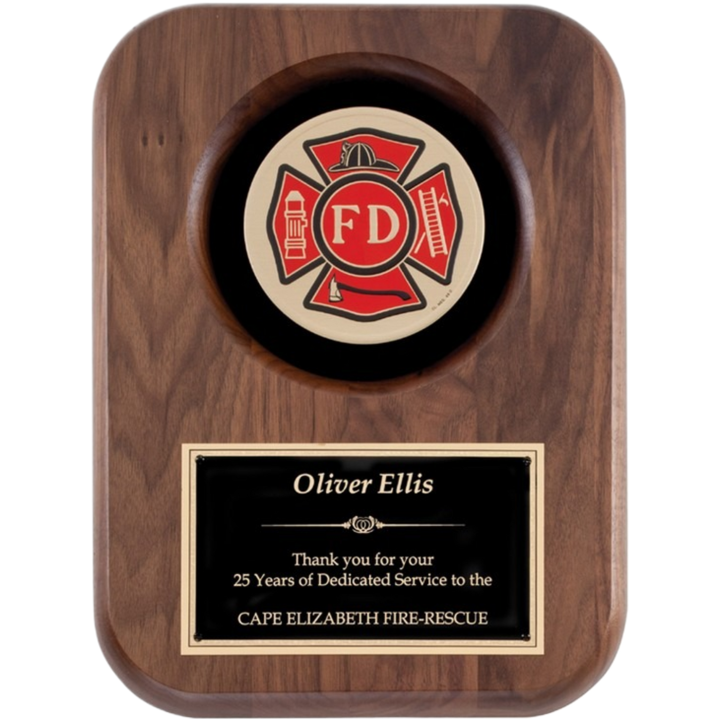 Firefighter Walnut Plaque 9" x 12" / Walnut