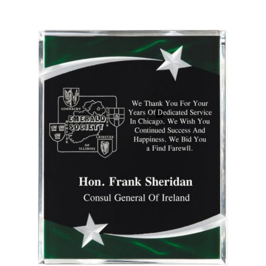 Carved Star Green Acrylic Plaque 8" x 10" / Green