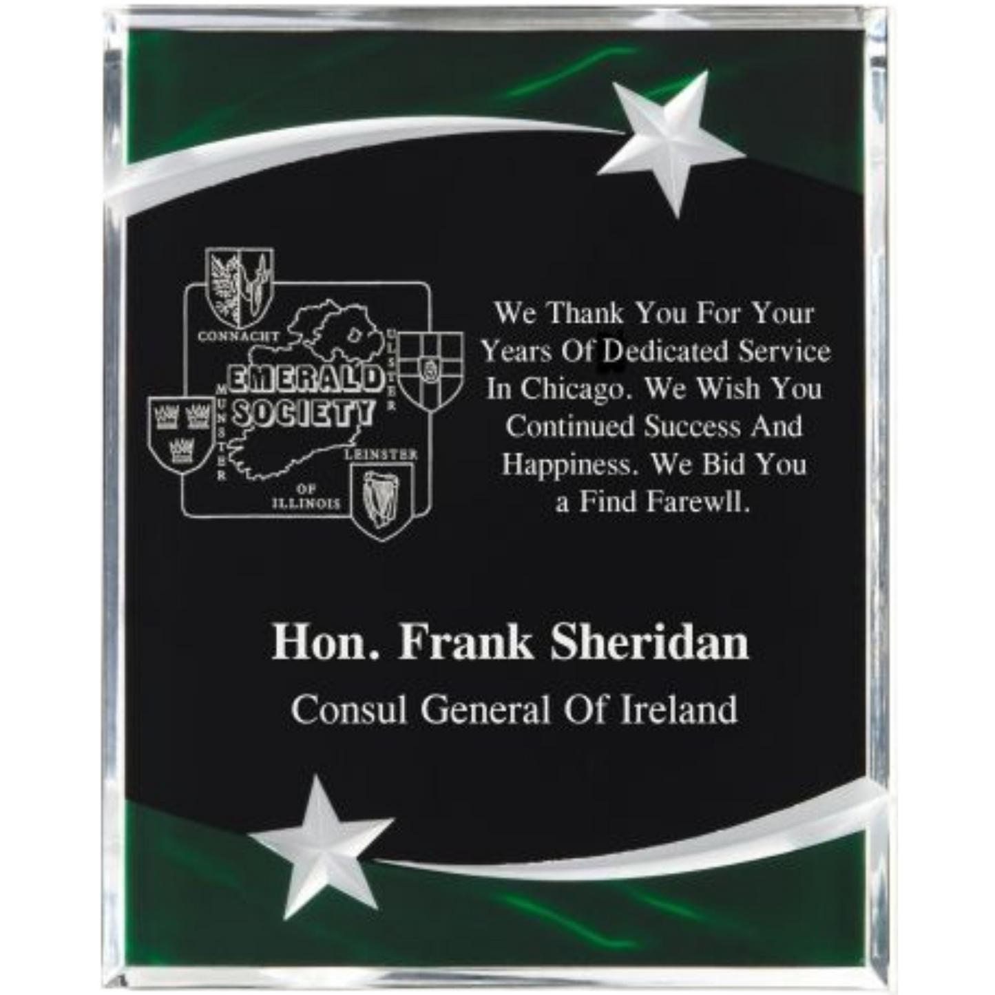 Carved Star Green Acrylic Plaque 9" x 12" / Green