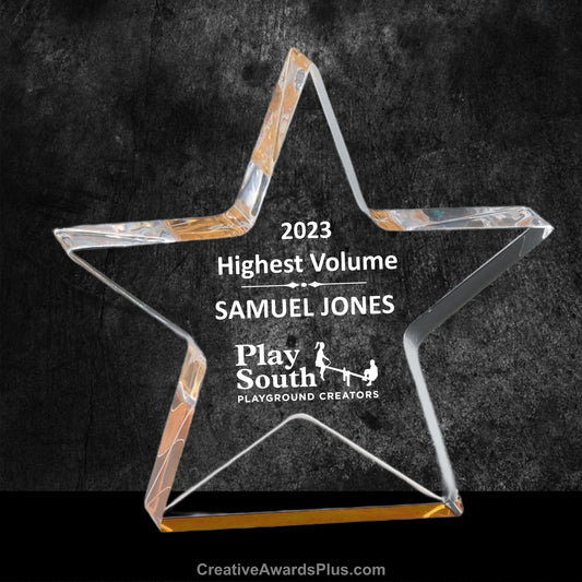 Gold Star Acrylic Award 6" / Gold