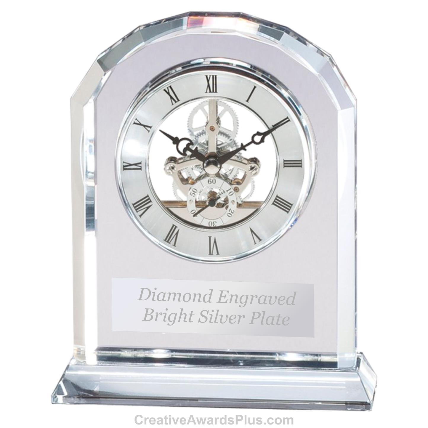 Crystal Domed Skeleton Clock 6.75" / Clear