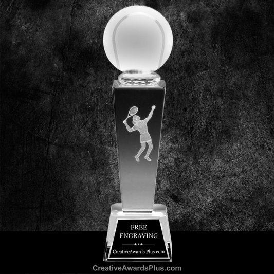 3D Sports Crystal Tower 8.75" / Clear / Tennis Female