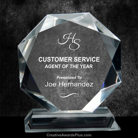 Octagon Jewel Crystal Award 7" / Clear