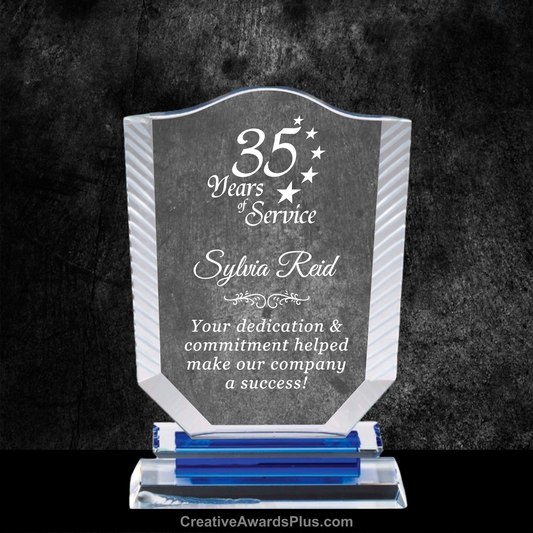 Shield Crystal Award 7" / Blue