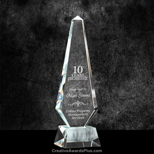 Obelisk Crystal Award 12" / Clear