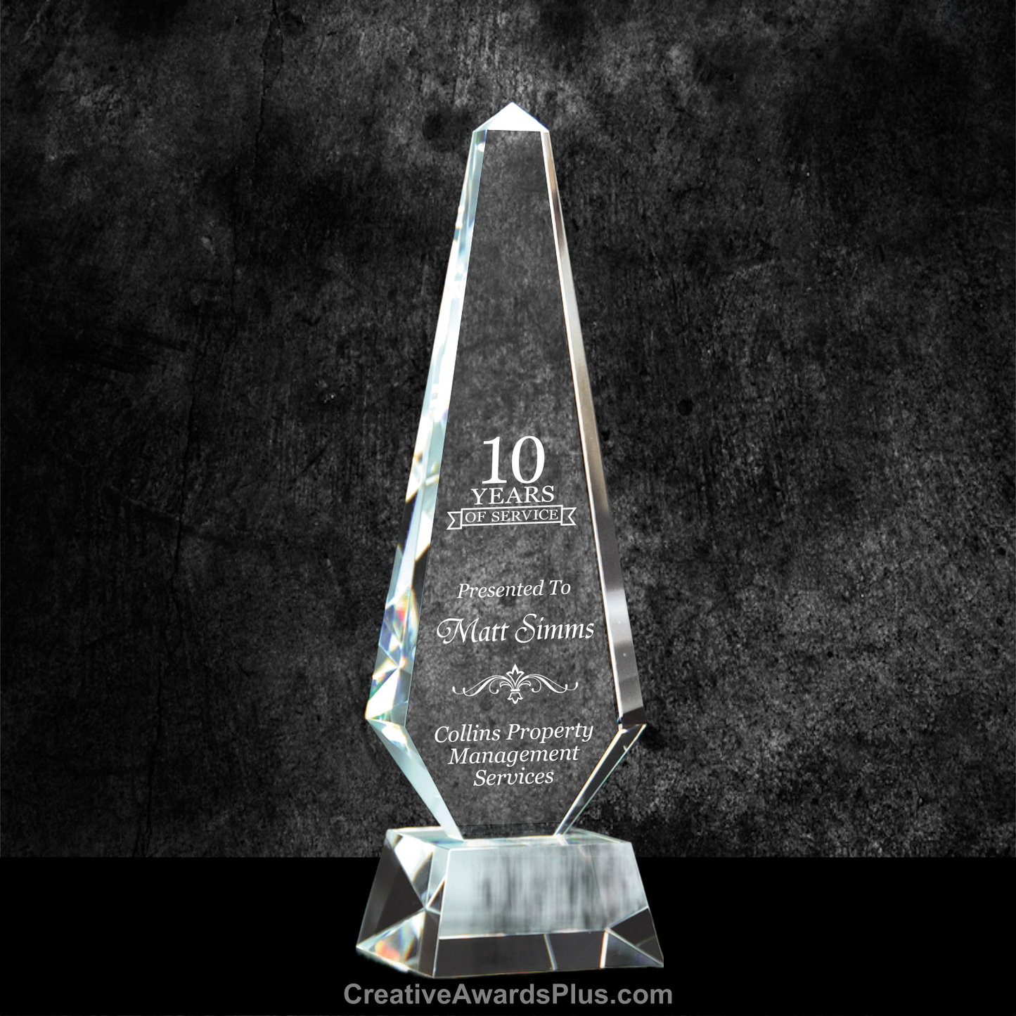 Obelisk Crystal Award 12" / Clear