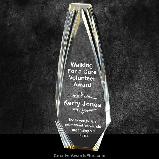 Diamond Obelisk Acrylic Award 9" / Gold