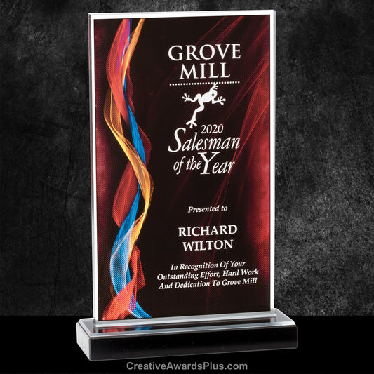 Illusion Blue Acrylic Award 11" / Red