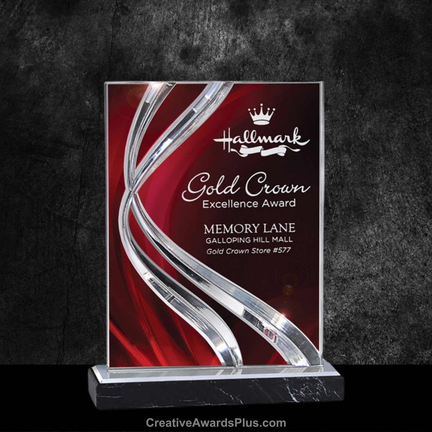 Swirl Wave Acrylic Award 9" / Red