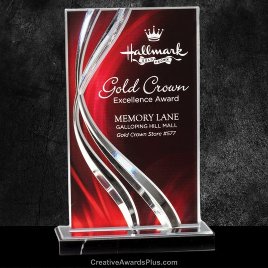 Swirl Wave Acrylic Award 11" / Red