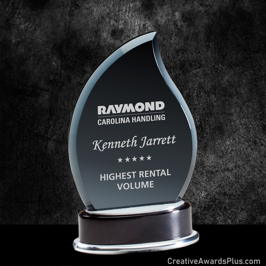 Smoked Glass Flame Award 8" / Black