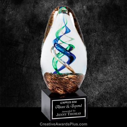 Blue Green Gold Art Glass 6.5" / Blue/Green