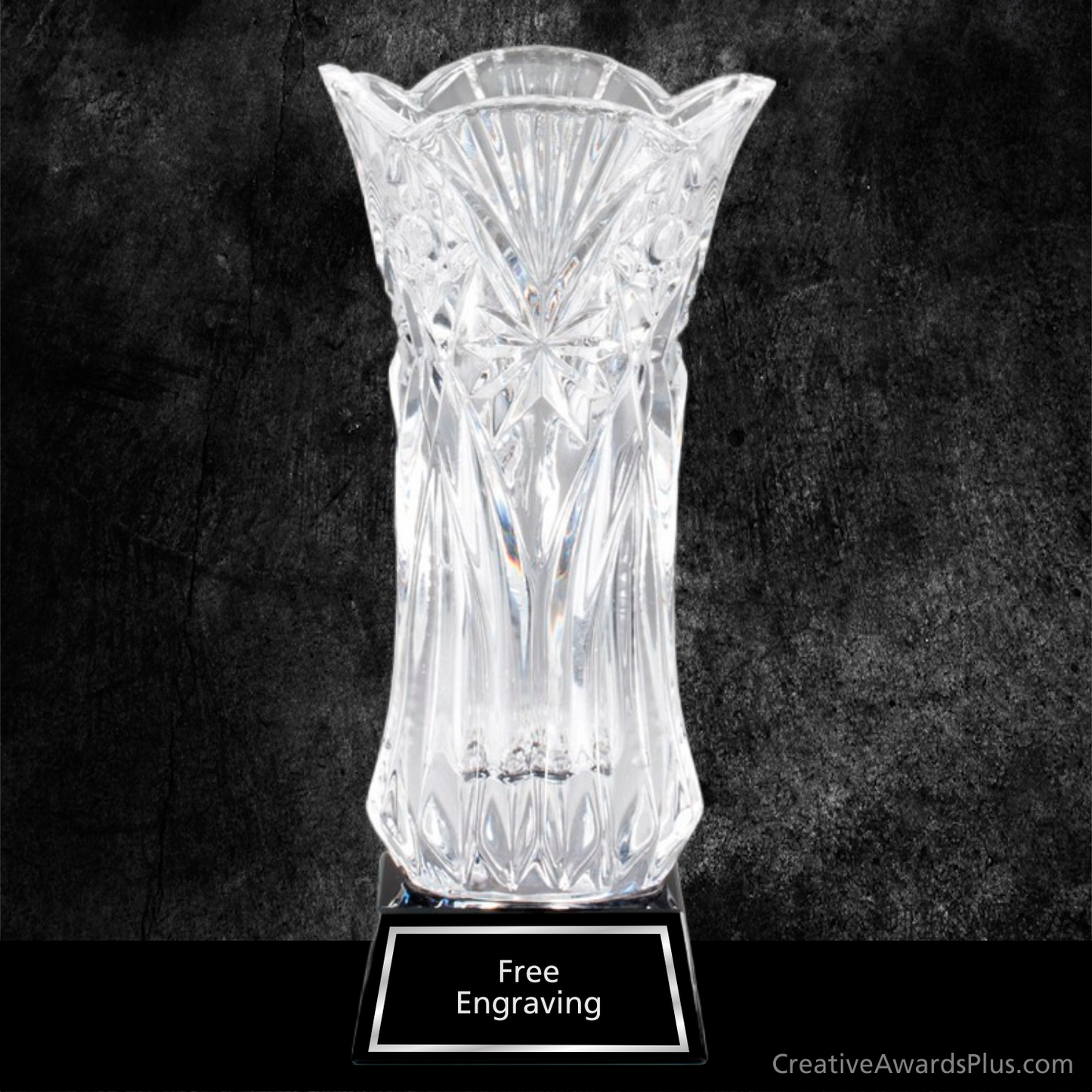 Tall Crystal Vase 13" / Black