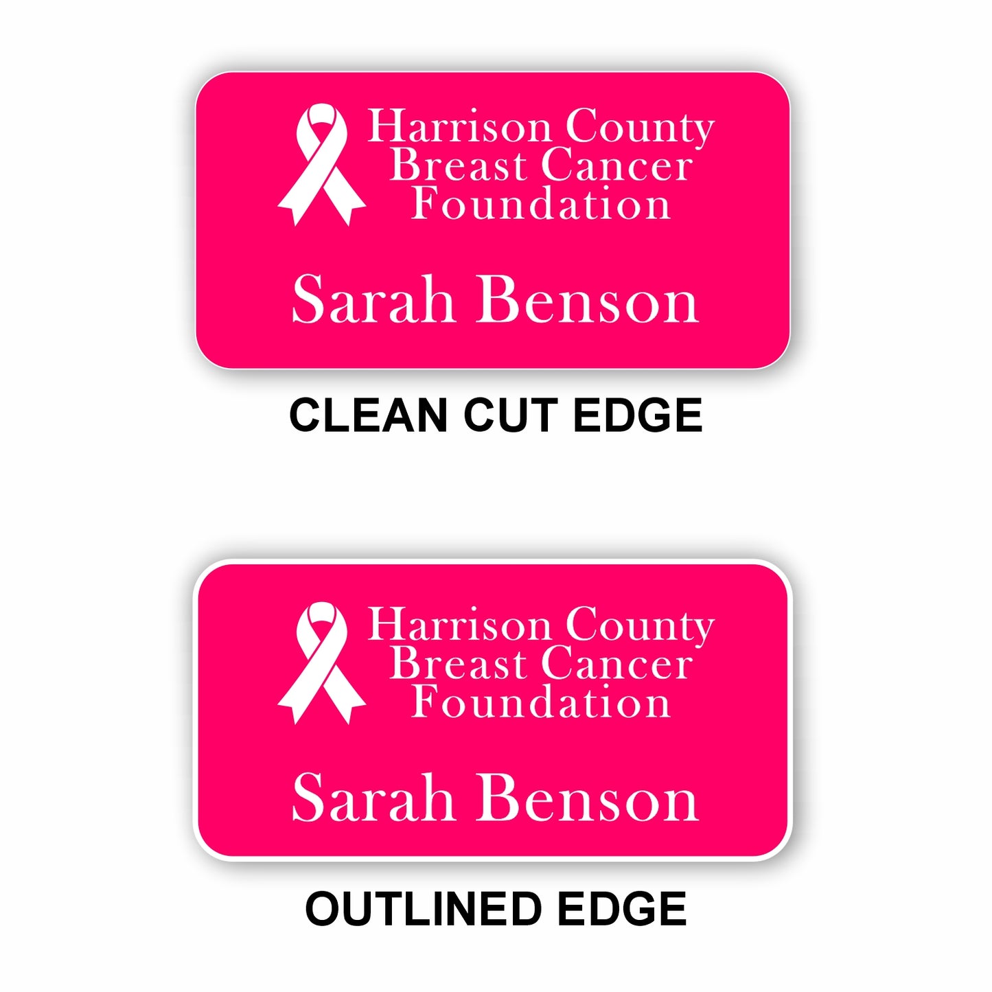 Plastic Name Badge 1.5"x3" / Pink/White