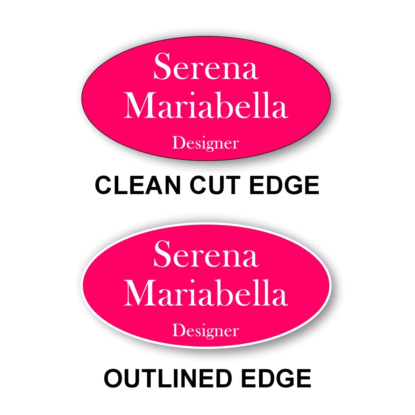 Oval Name Badge 1.5"x3" / Pink/White