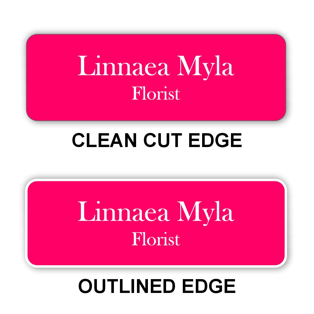 Small Name Badge 1"x3" / Pink/White