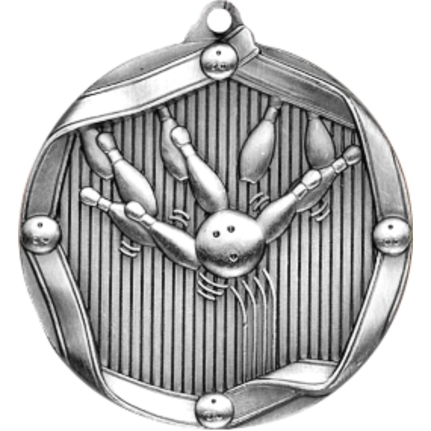 Ribbon Bowling Medal 2.25" / Silver
