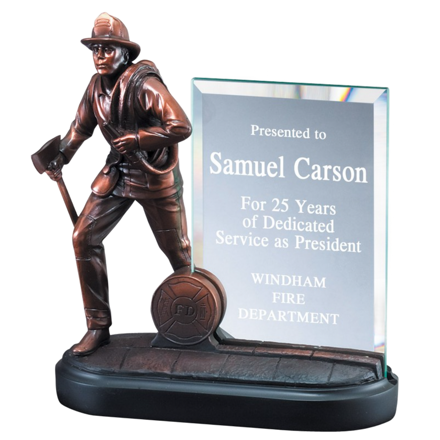 Firefighter with Glass Award 8"