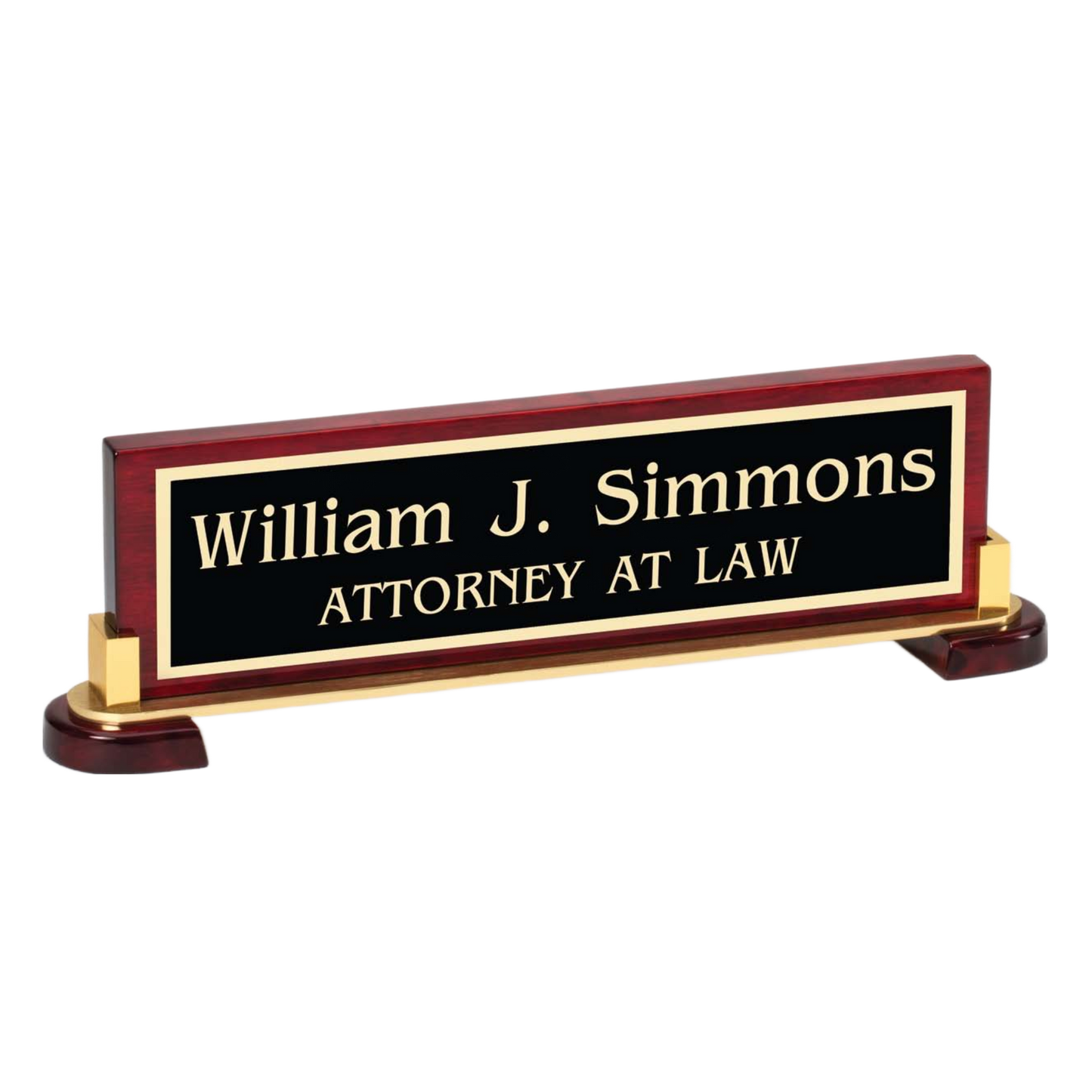 Gold Accented Desk Plate 14" / Rosewood