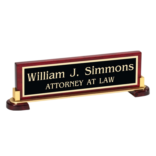 Gold Accented Desk Plate 14" / Rosewood
