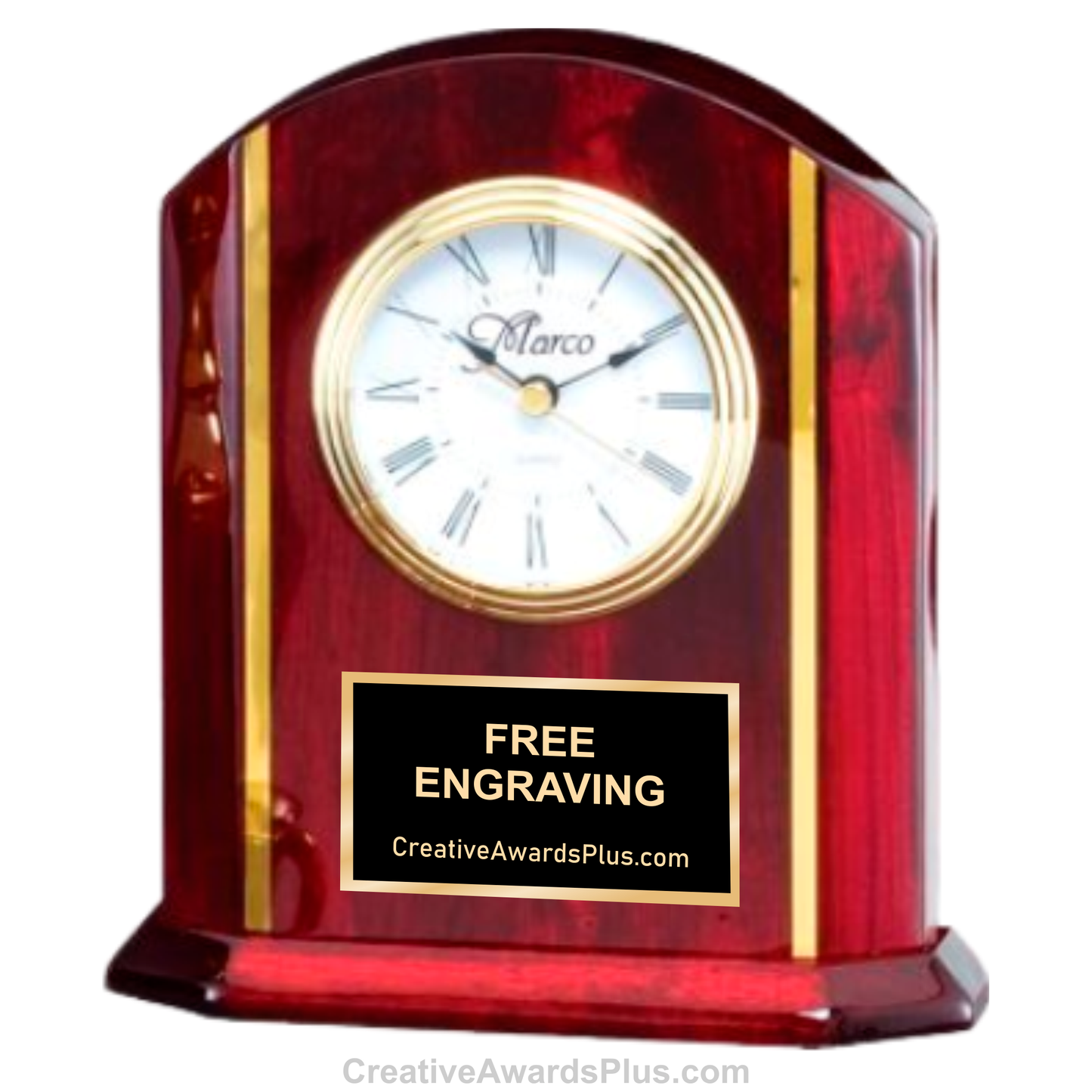 Gold Accented Rosewood Clock 8" / Rosewood