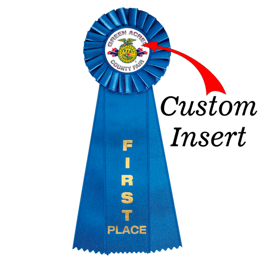Custom Insert Large Rosette Ribbon 1st Place 11" / Blue