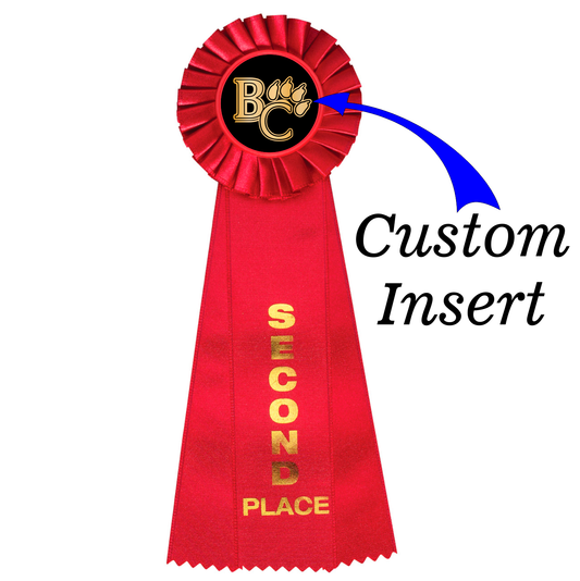 Custom Insert Large Rosette Ribbon 2nd Place 11" / Red