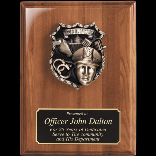 Police Officer Piano Finished Walnut Plaque 9" x 12" / Walnut