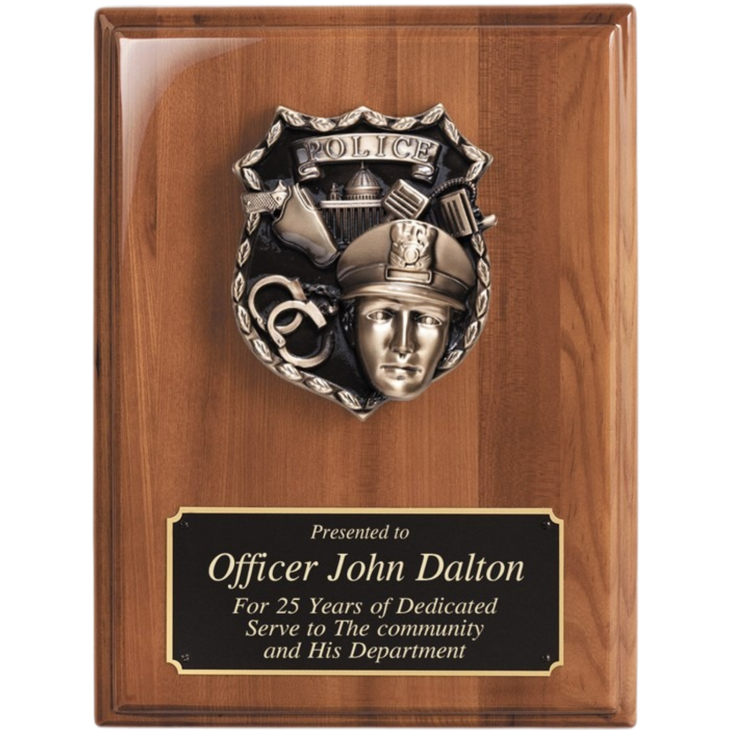 Police Officer Piano Finished Walnut Plaque 9" x 12" / Walnut
