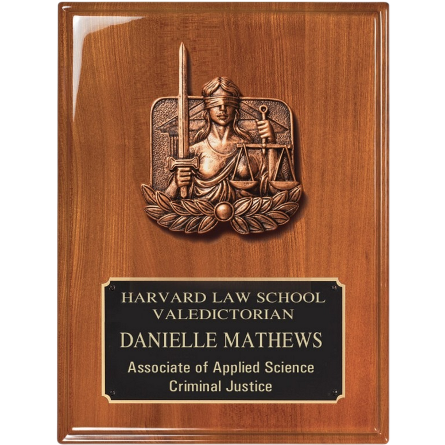 Justice Piano Finished Walnut Plaque 9" x 12" / Walnut