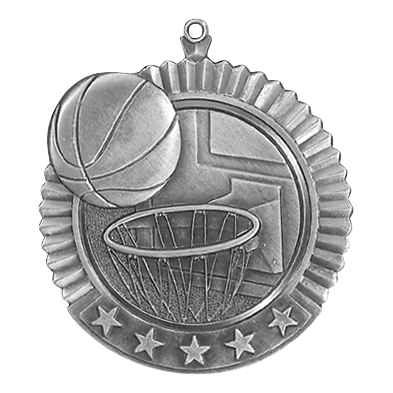 5 Star Basketball Medal 2.75" / Silver