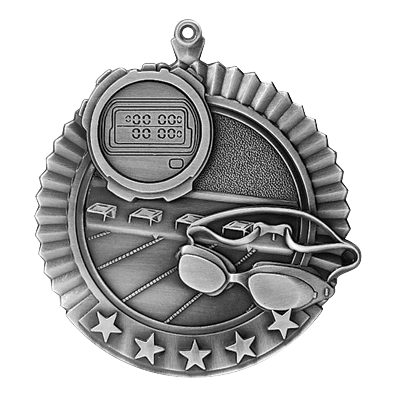 5 Star Swimming Medal 2.75" / Silver