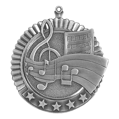 5 Star Music Medal 2.75" / Silver