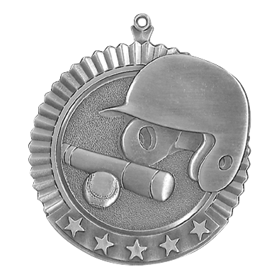 5 Star Baseball Medal 2.75" / Silver