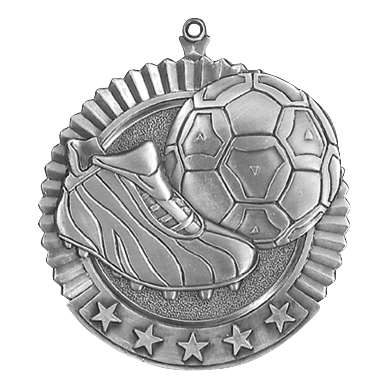 5 Star Soccer Medal 2.75" / Silver