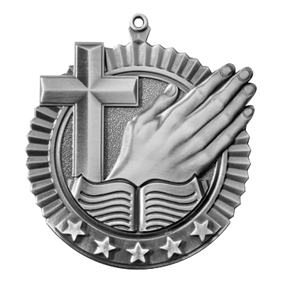 5 Star Christian Medal 2.75" / Silver