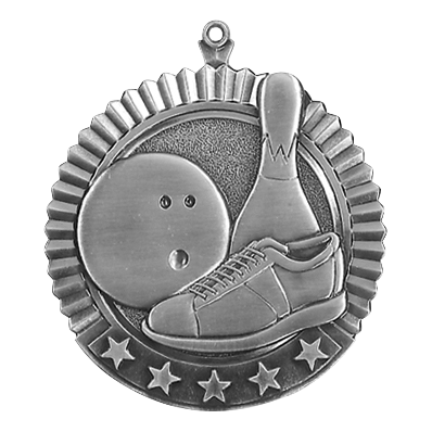 5 Star Bowling Medal 2.75" / Silver