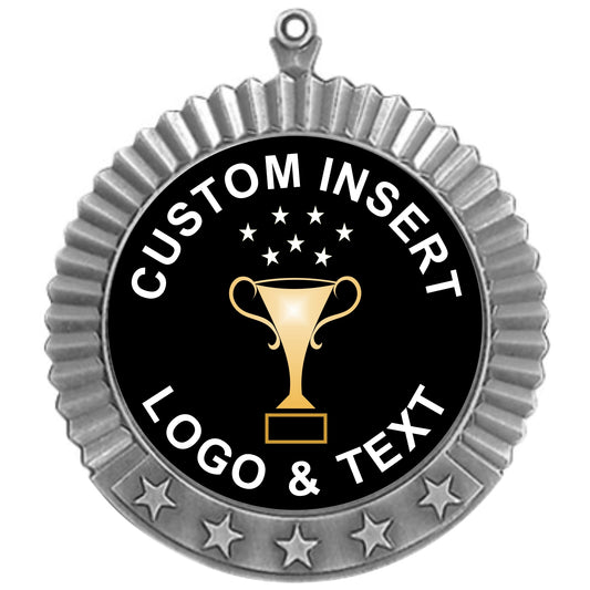 5 Star Custom Insert Medal 2.75" / Silver