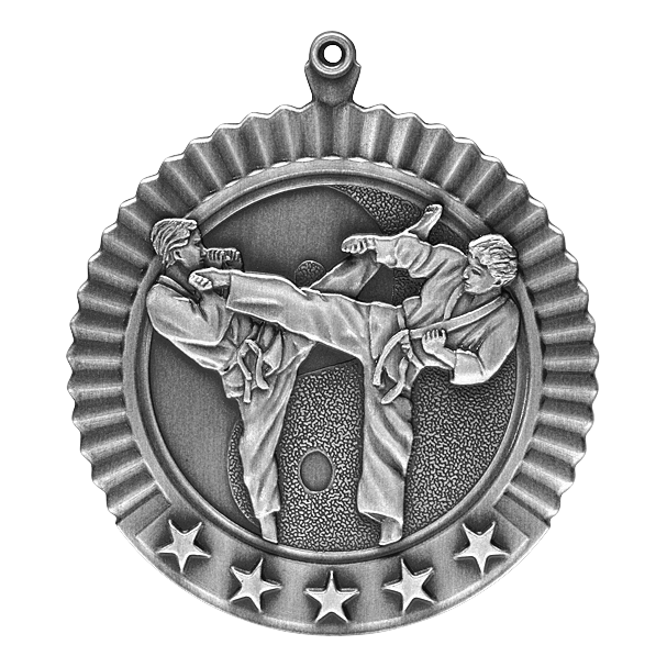 5 Star Karate Male Medal 2.75" / Silver