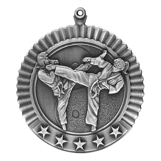 5 Star Karate Female Medal 2.75" / Silver