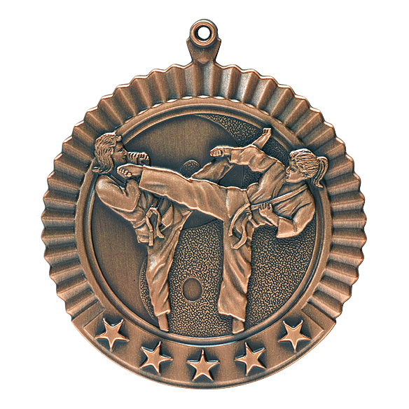 5 Star Karate Female Medal 2.75" / Bronze (Copper Tone)