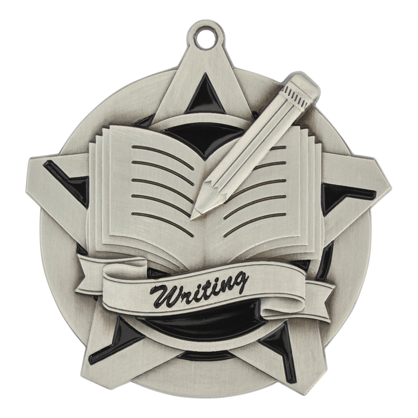 Super Star Writing Medal 2.25" / Silver