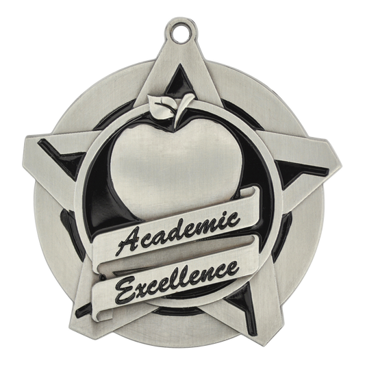 Super Star Academic Excellence Medal 2.25" / Silver