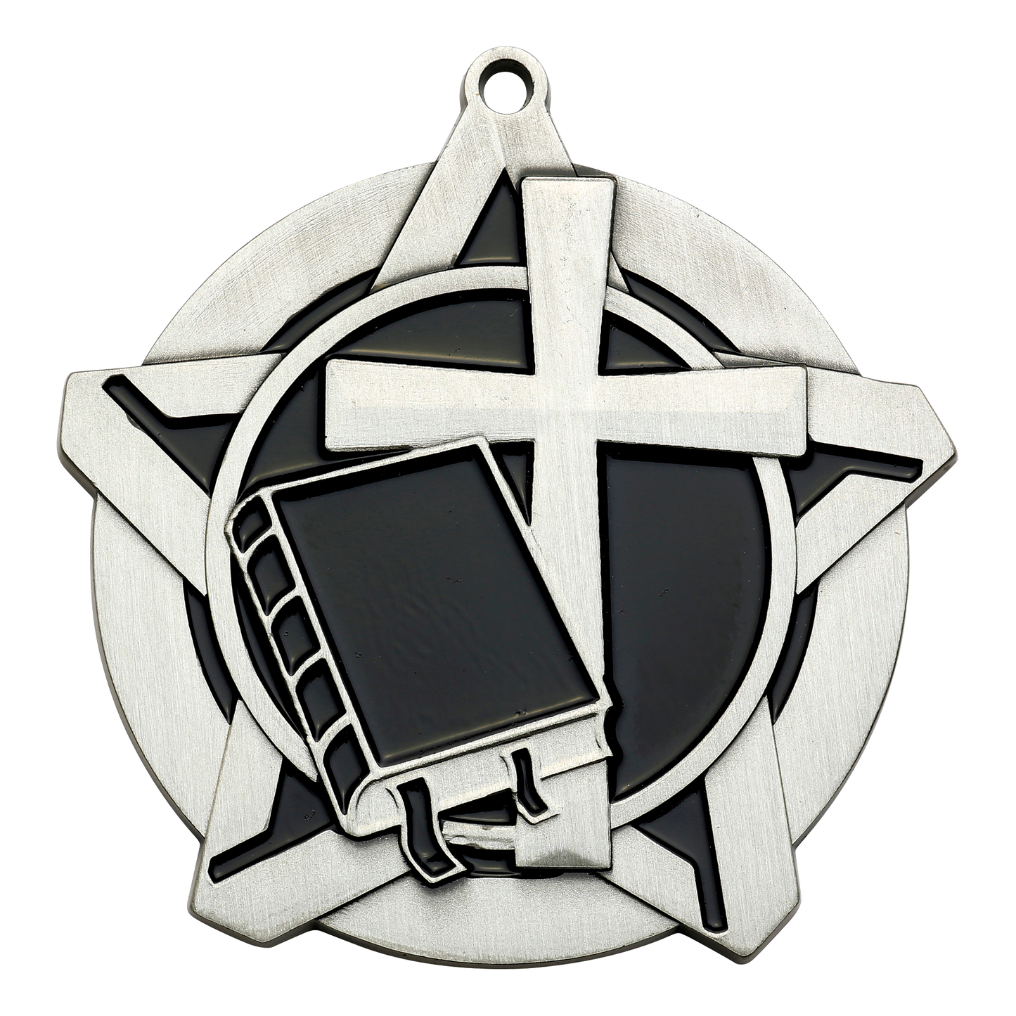 Super Star Christian Medal 2.25" / Silver