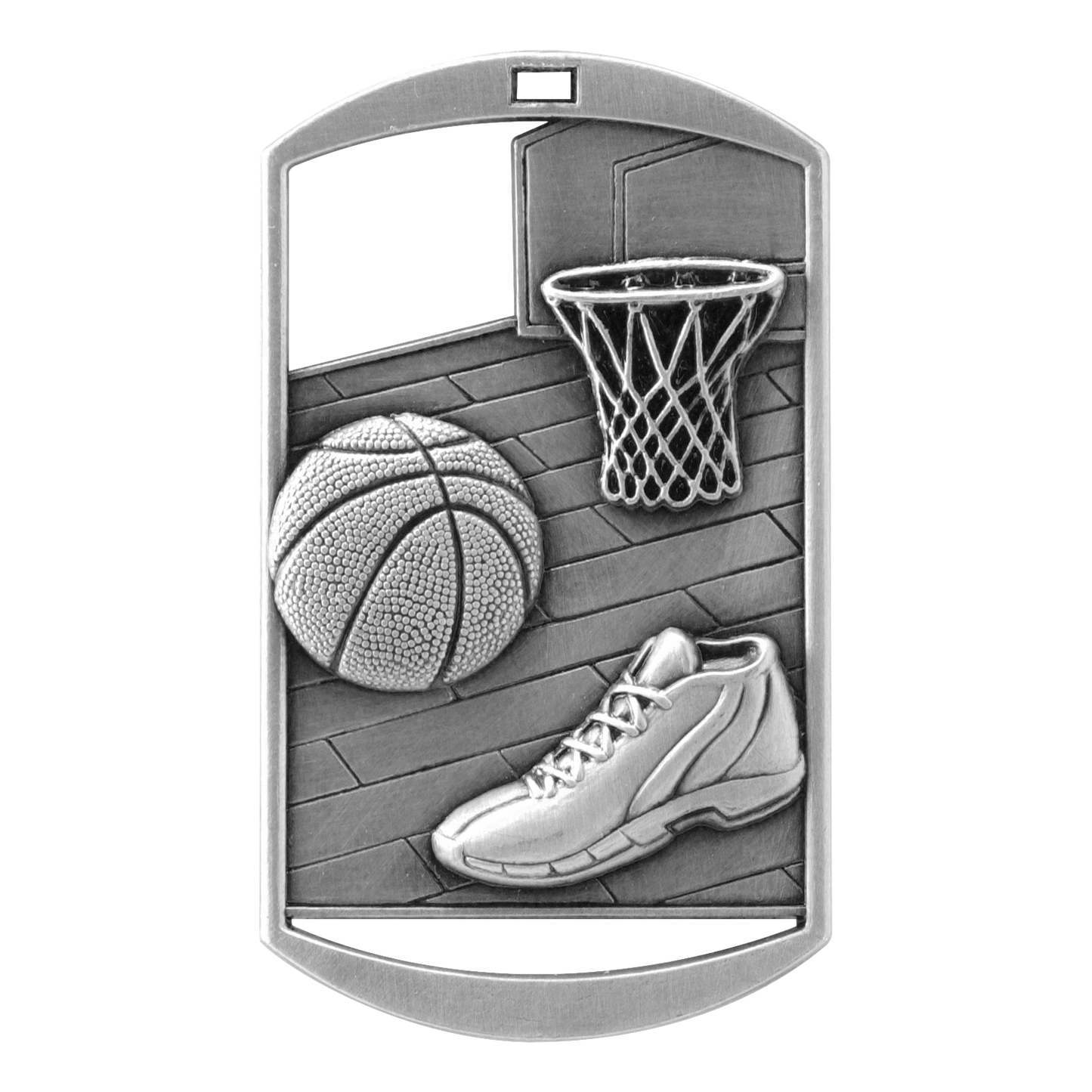 Rectangular Basketball Medal 2.75" / Silver