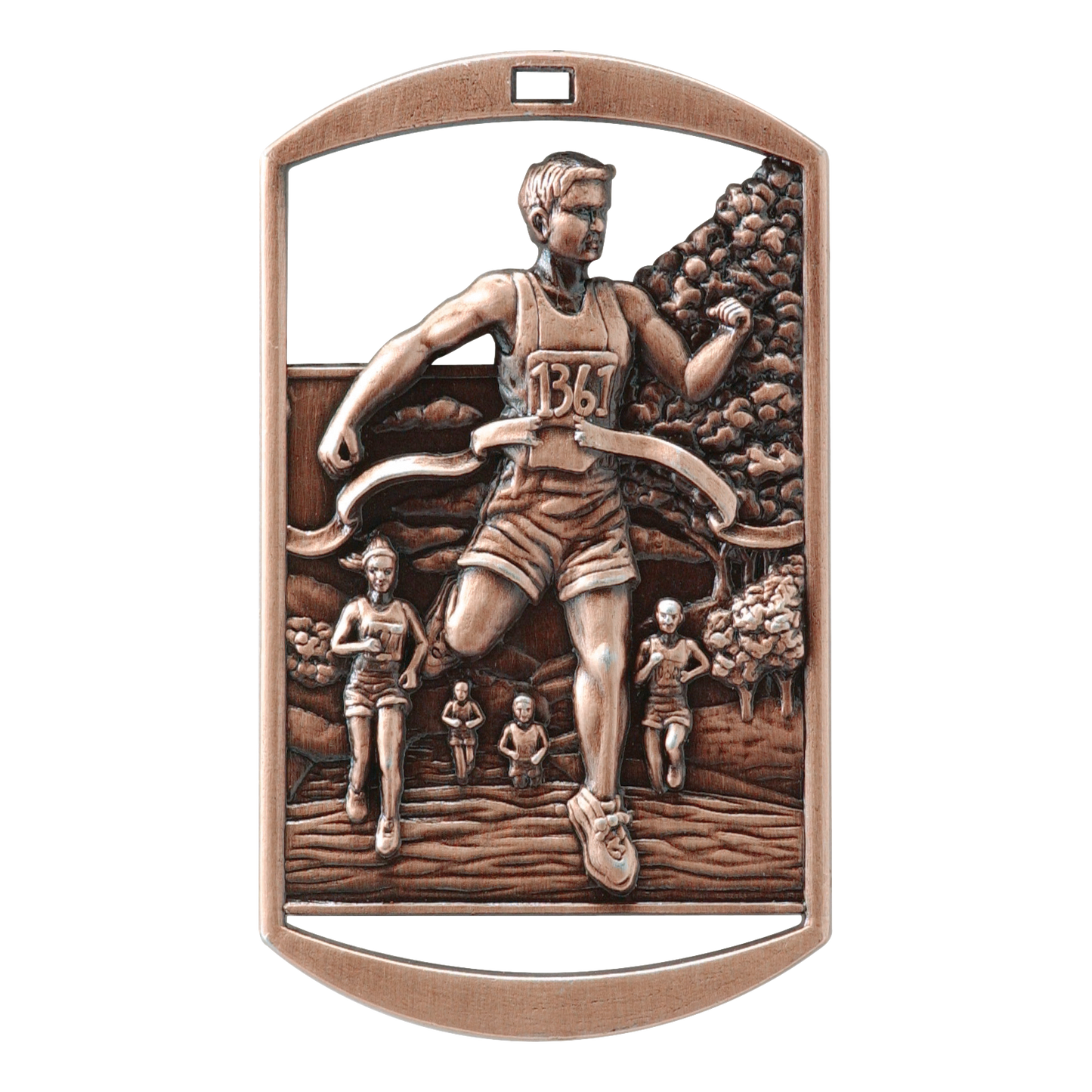 Rectangular Cross Country Medal 2.75" / Bronze (Copper Tone)