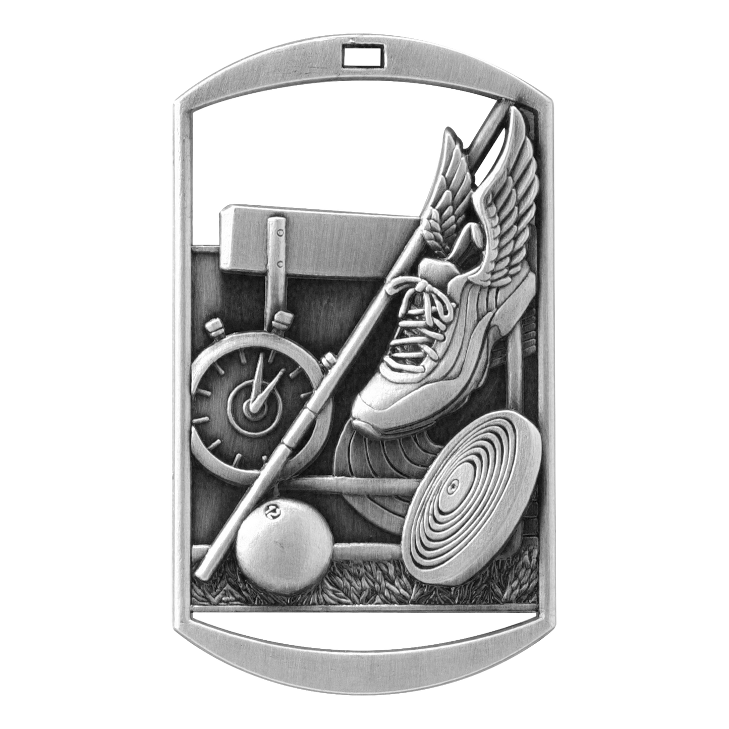 Rectangular Track & Field Medal 2.75" / Silver