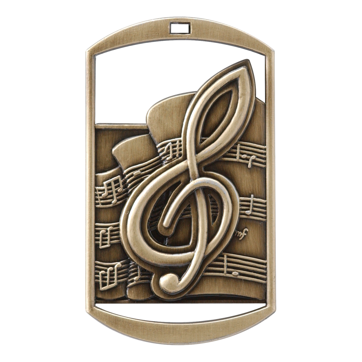 Rectangular Music Medal 2.75" / Gold